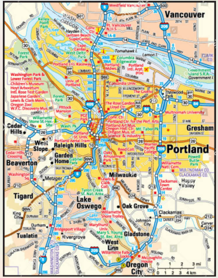 Portland City Center Map